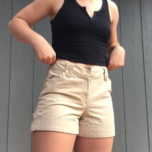 High rise tan shorts